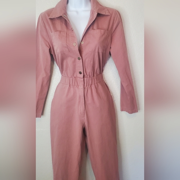 Nasty Gal Mauve Pink Boiler Suit Jumpsuit Utility  Coveralls Boilersuit Size 2 - Picture 6 of 9